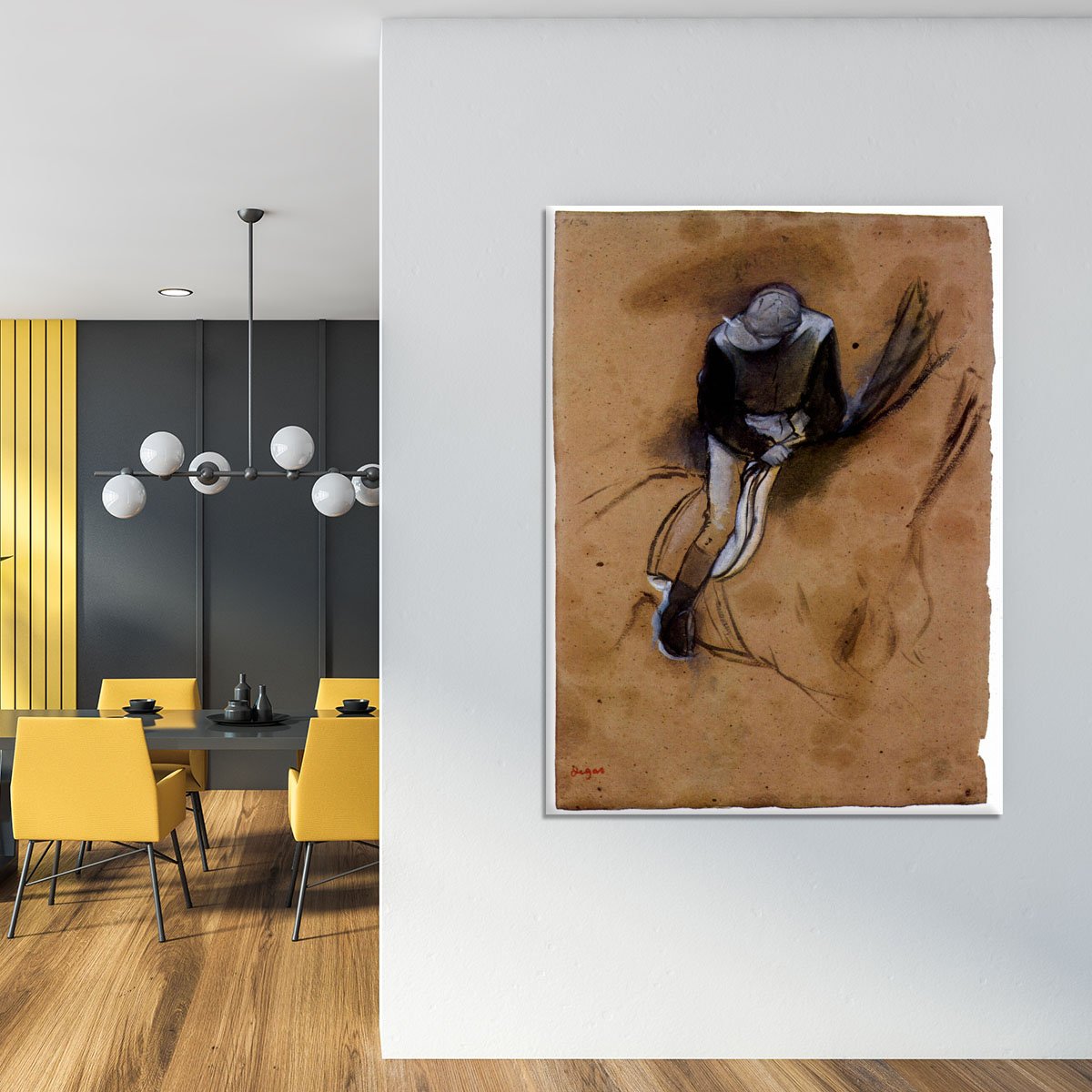 Jockey forward flexed standing in the saddle by Degas Canvas Print or Poster
