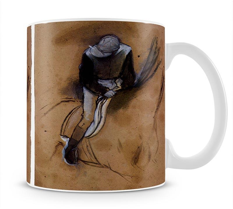 Jockey forward flexed standing in the saddle by Degas Mug - Canvas Art Rocks - 1