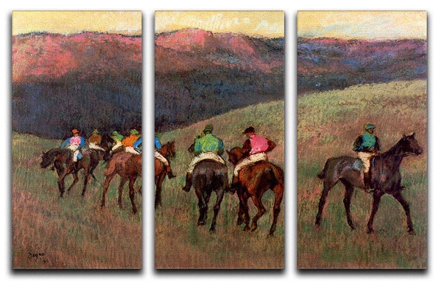 Jockeys in Training by Degas 3 Split Panel Canvas Print - Canvas Art Rocks - 1