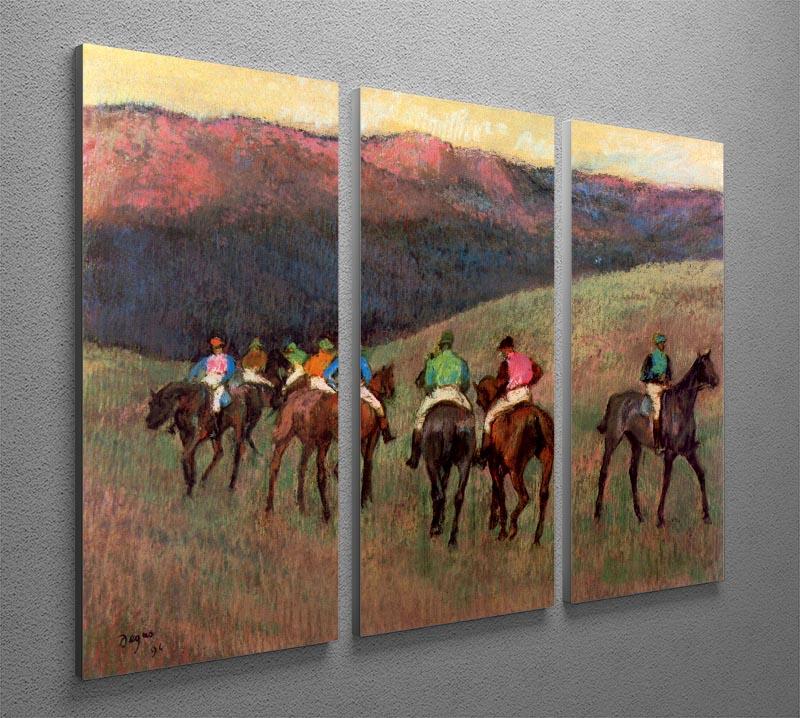 Jockeys in Training by Degas 3 Split Panel Canvas Print - Canvas Art Rocks - 2