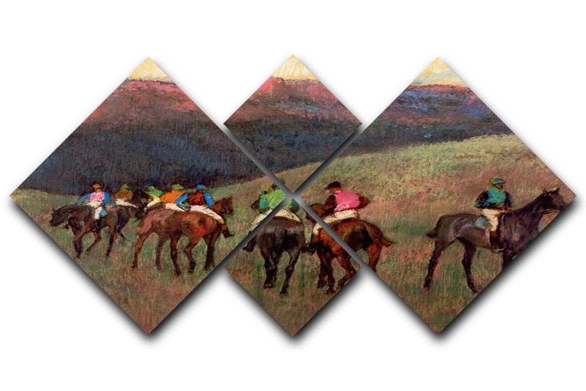 Jockeys in Training by Degas 4 Square Multi Panel Canvas - Canvas Art Rocks - 1