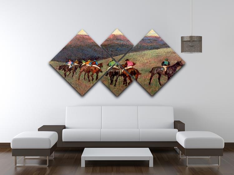 Jockeys in Training by Degas 4 Square Multi Panel Canvas - Canvas Art Rocks - 3