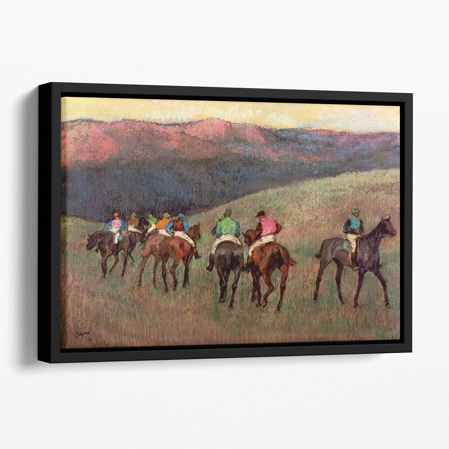 Jockeys in Training by Degas Floating Framed Canvas