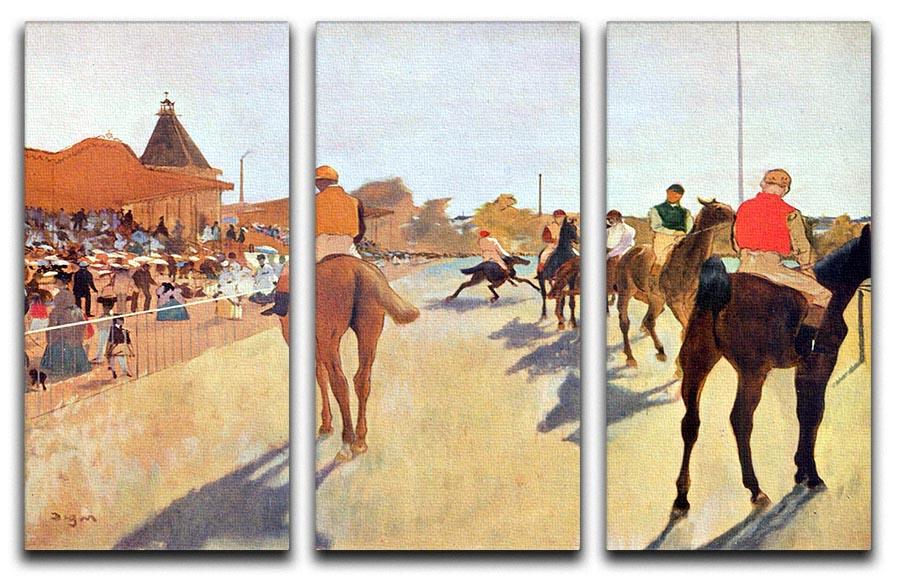 Jockeys in front of the grandstand by Degas 3 Split Panel Canvas Print - Canvas Art Rocks - 1