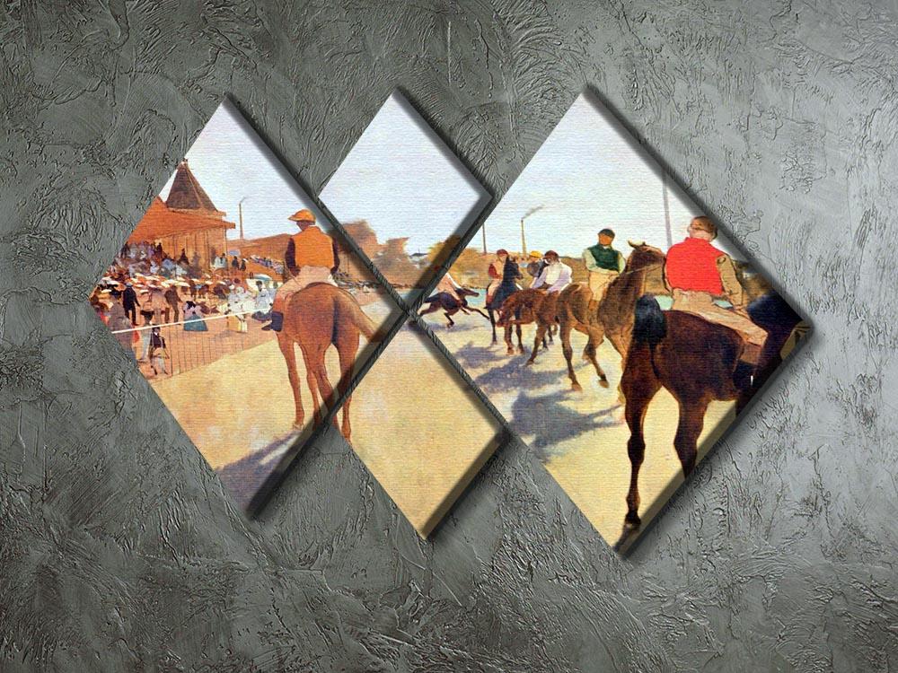 Jockeys in front of the grandstand by Degas 4 Square Multi Panel Canvas - Canvas Art Rocks - 2