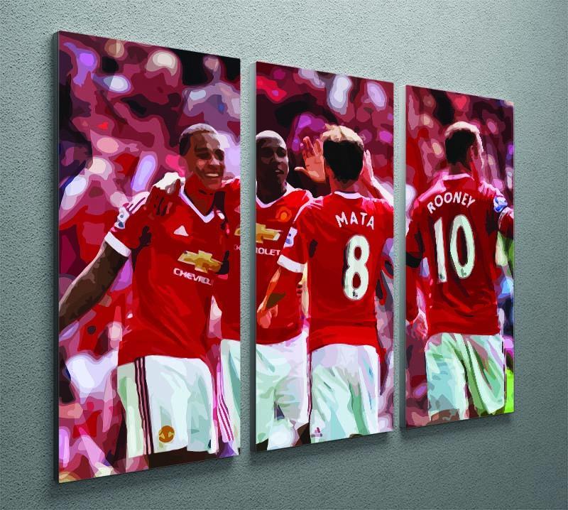 Juan Mata and Wayne Rooney 3 Split Panel Canvas Print - Canvas Art Rocks - 2