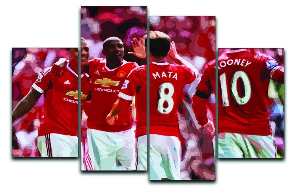 Juan Mata and Wayne Rooney 4 Split Panel Canvas  - Canvas Art Rocks - 1