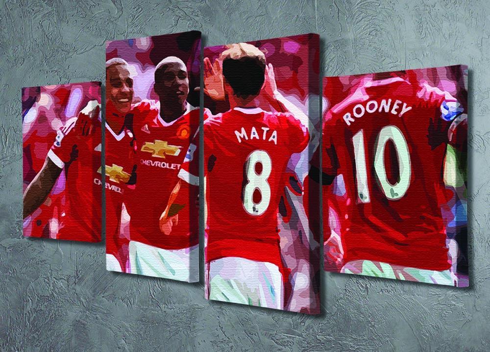 Juan Mata and Wayne Rooney 4 Split Panel Canvas - Canvas Art Rocks - 2