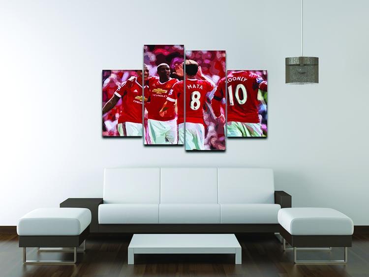 Juan Mata and Wayne Rooney 4 Split Panel Canvas - Canvas Art Rocks - 3