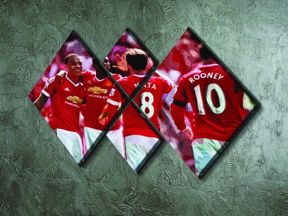 Juan Mata and Wayne Rooney 4 Square Multi Panel Canvas - Canvas Art Rocks - 2