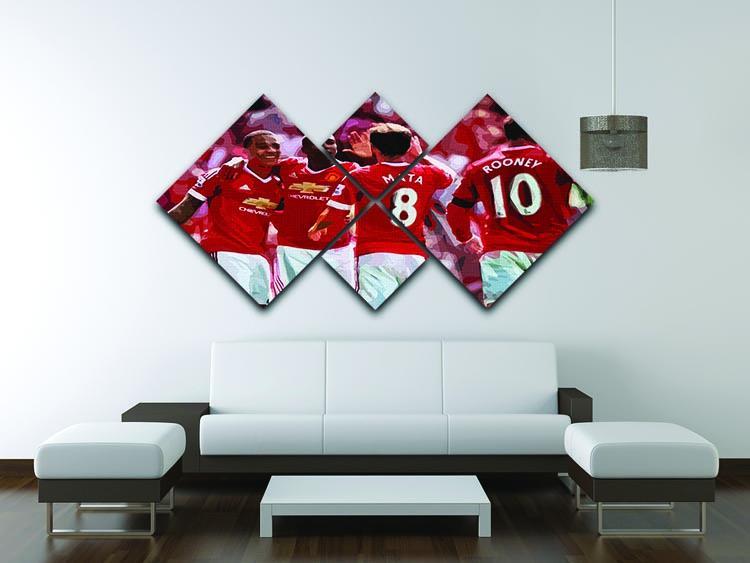 Juan Mata and Wayne Rooney 4 Square Multi Panel Canvas - Canvas Art Rocks - 3