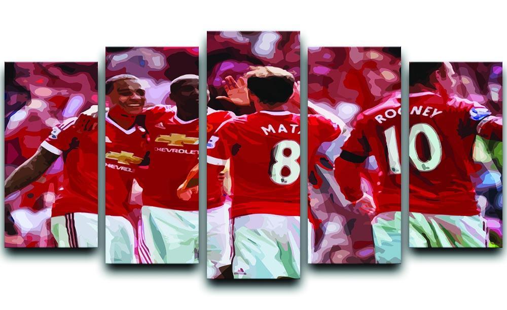 Juan Mata and Wayne Rooney 5 Split Panel Canvas  - Canvas Art Rocks - 1