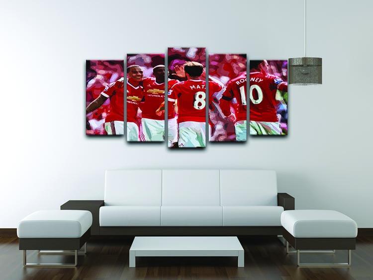 Juan Mata and Wayne Rooney 5 Split Panel Canvas - Canvas Art Rocks - 3