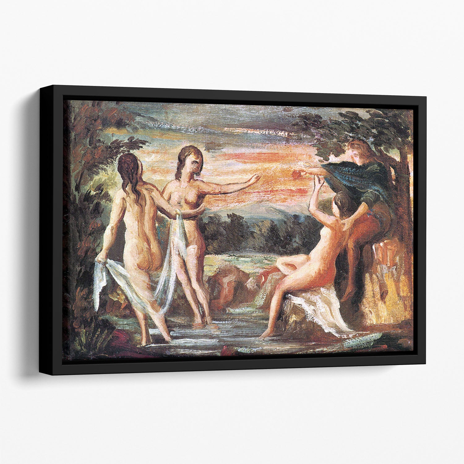Judgement of Paris by Cezanne Floating Framed Canvas - Canvas Art Rocks - 1