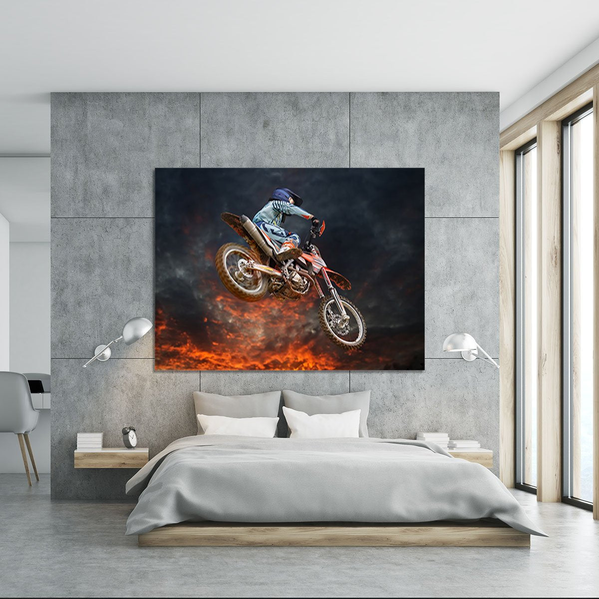 Jumping motocross rider Canvas Print or Poster