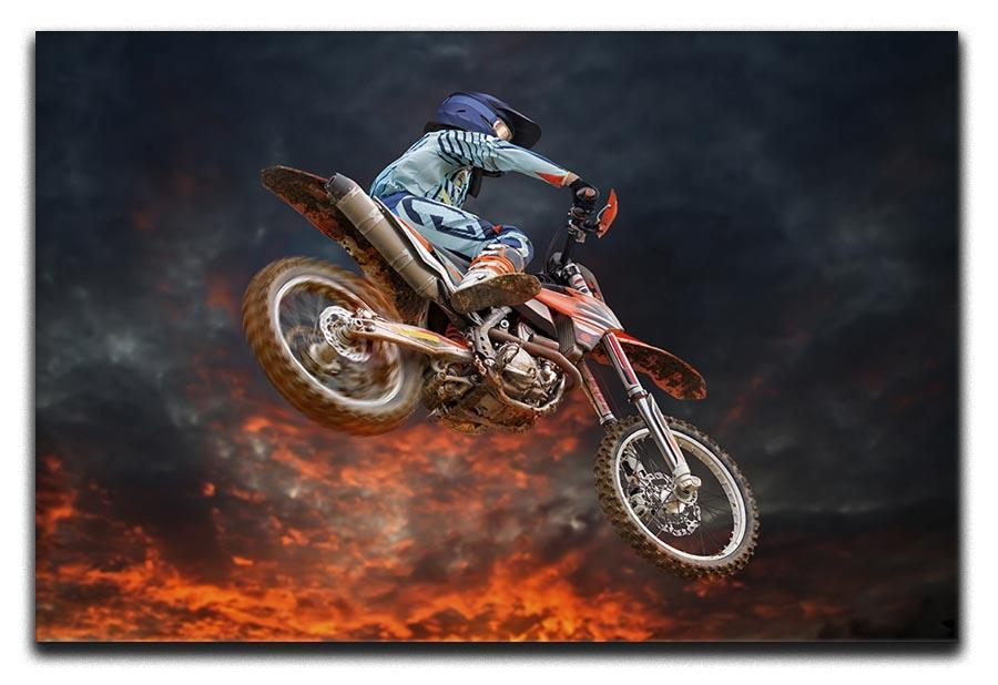 Jumping motocross rider Canvas Print or Poster  - Canvas Art Rocks - 1