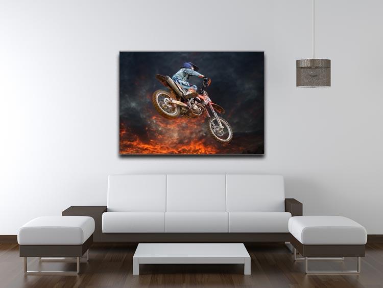 Jumping motocross rider Canvas Print or Poster - Canvas Art Rocks - 4