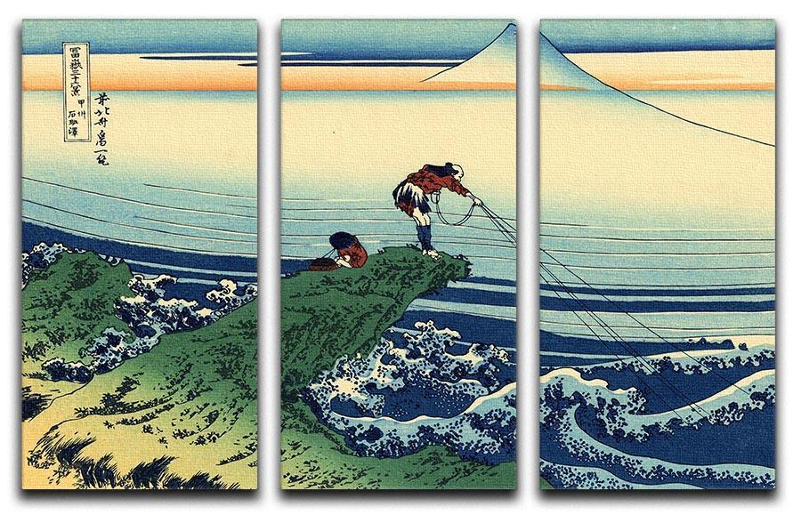 Kajikazawa in Kai province by Hokusai 3 Split Panel Canvas Print - Canvas Art Rocks - 1