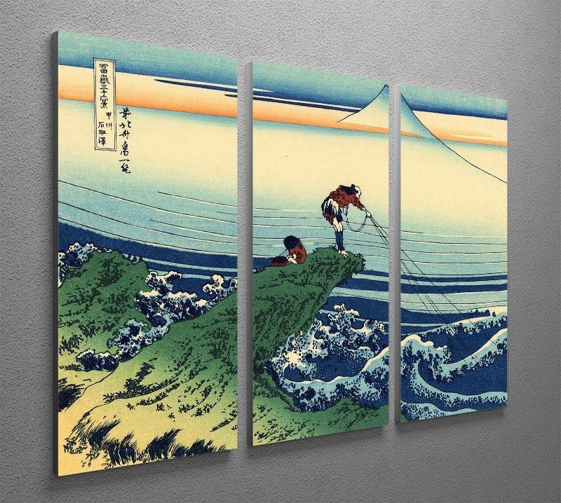 Kajikazawa in Kai province by Hokusai 3 Split Panel Canvas Print - Canvas Art Rocks - 2