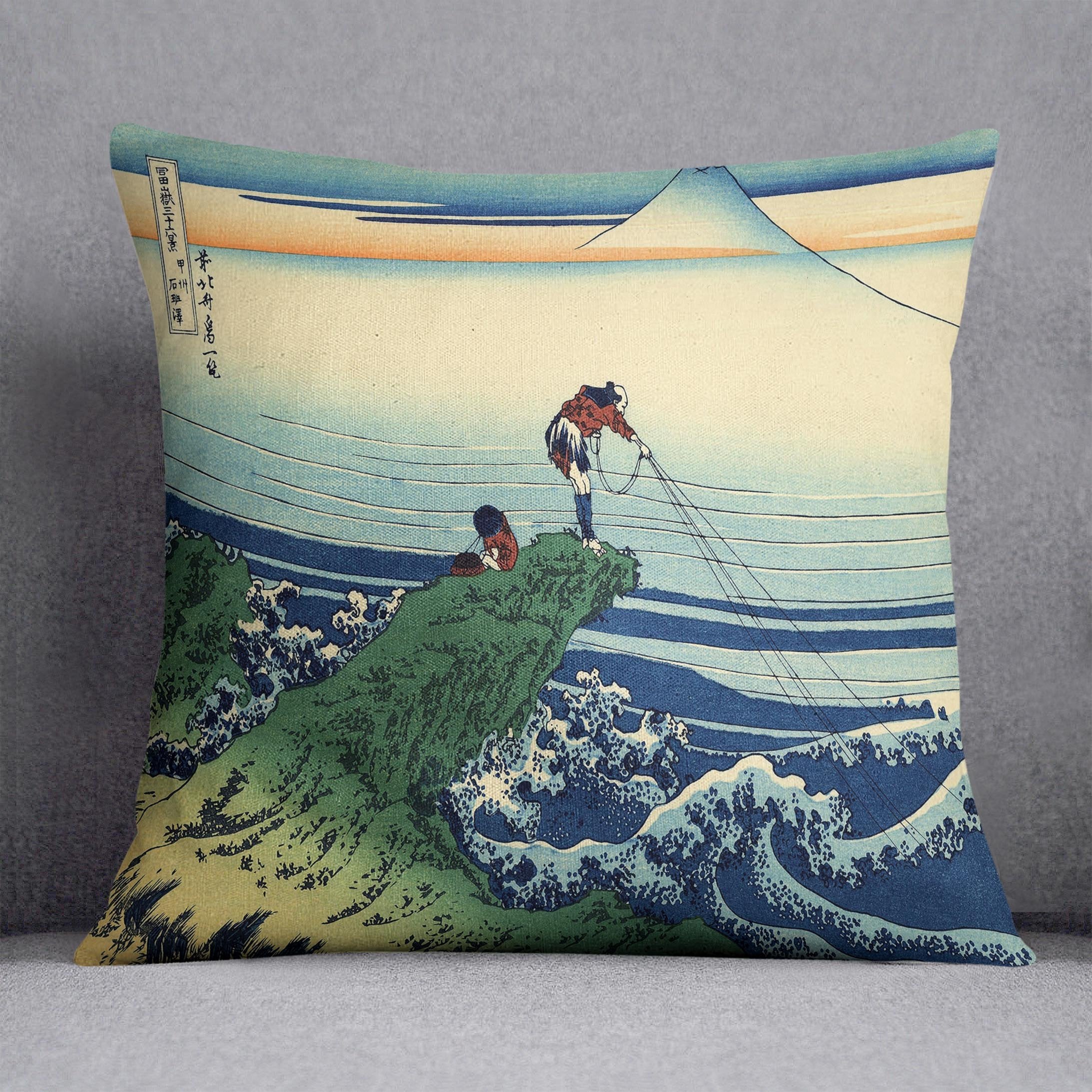 Kajikazawa in Kai province by Hokusai Throw Pillow