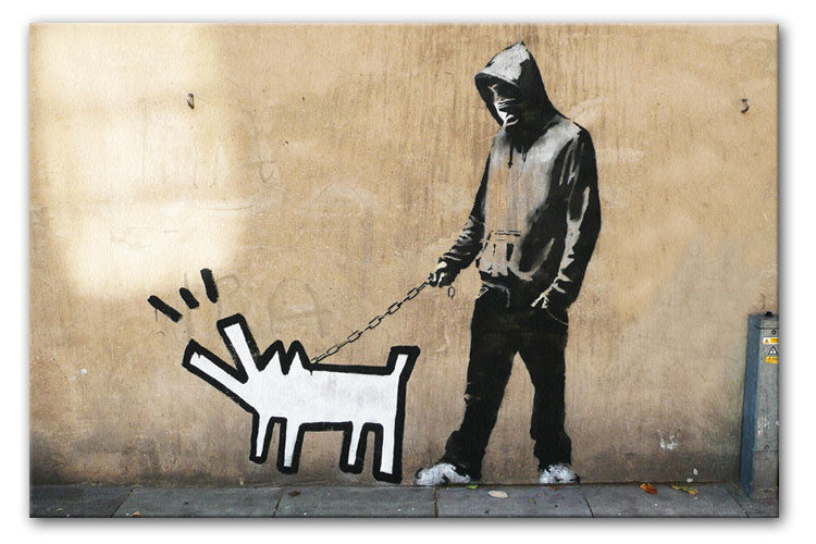 Banksy Keith Haring Dog Print - Canvas Art Rocks - 1