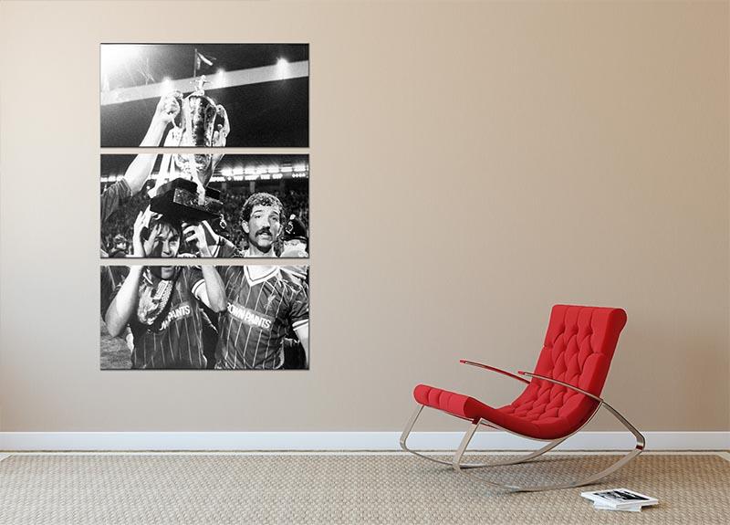Kenny Dalglish and Graeme Souness with the Milk Cup trophy 3 Split Panel Canvas Print - Canvas Art Rocks - 2