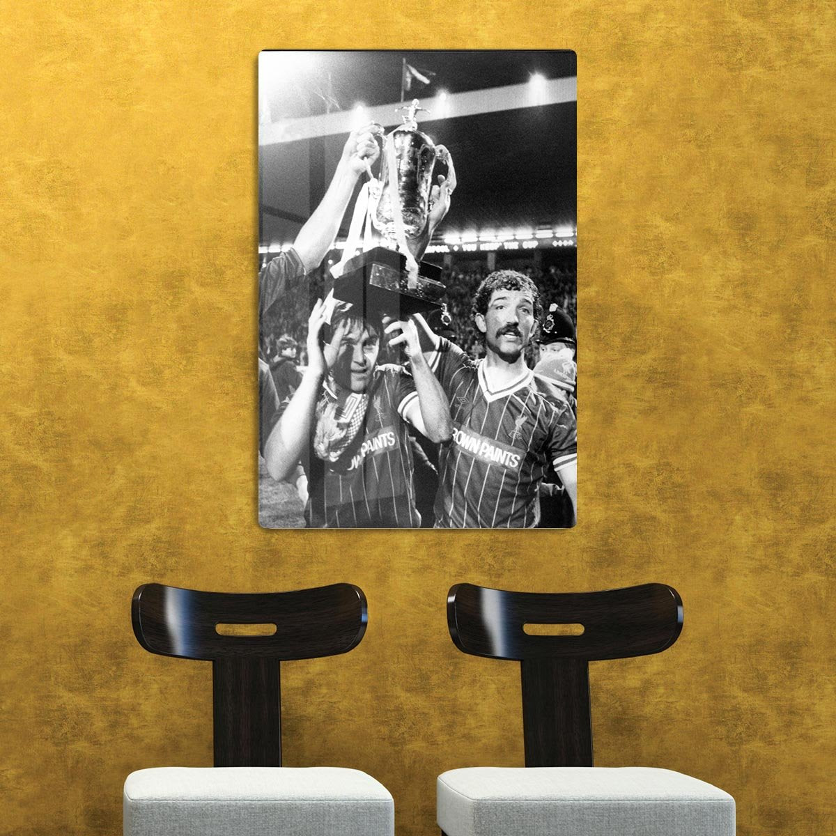 Kenny Dalglish and Graeme Souness with the Milk Cup trophy HD Metal Print - Canvas Art Rocks - 2