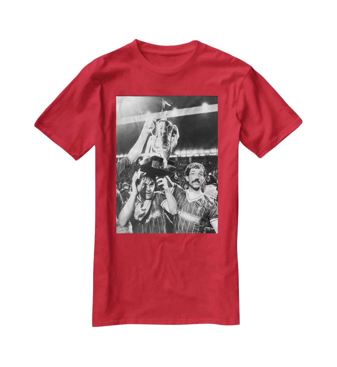 Kenny Dalglish and Graeme Souness with the Milk Cup trophy T-Shirt - Canvas Art Rocks - 4