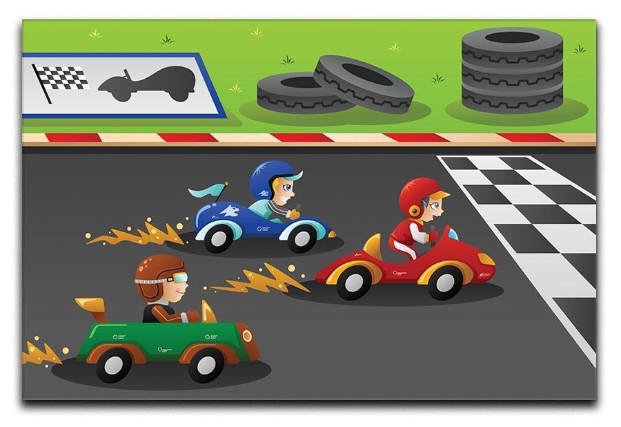 Kids in a car racing Canvas Print or Poster  - Canvas Art Rocks - 1