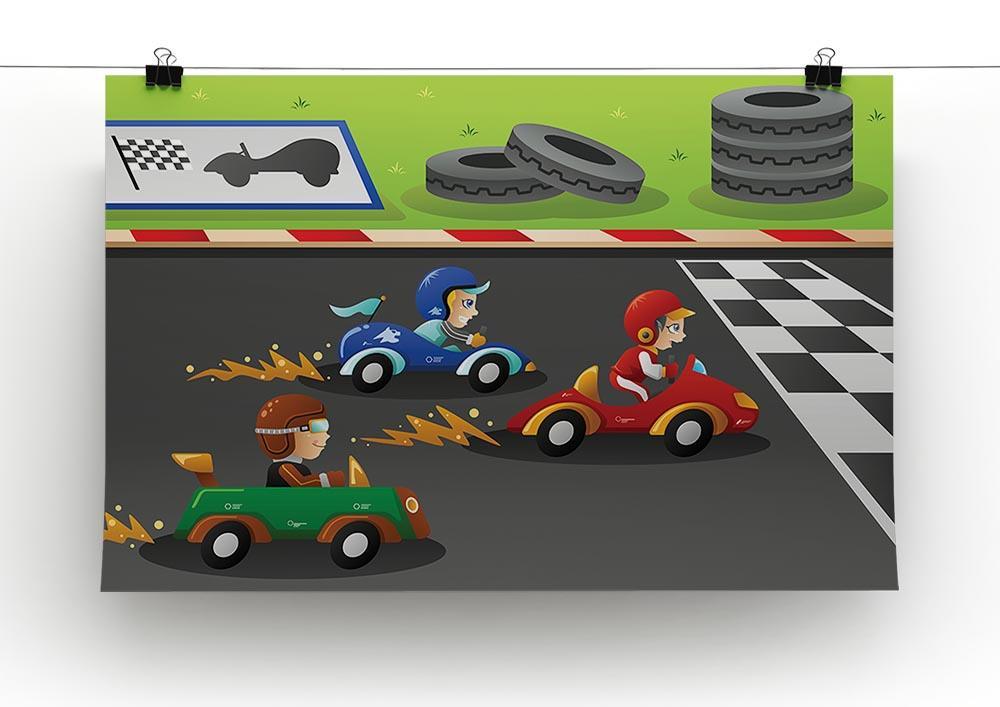 Kids in a car racing Canvas Print or Poster - Canvas Art Rocks - 2