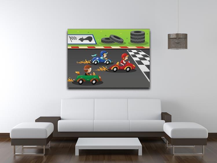 Kids in a car racing Canvas Print or Poster - Canvas Art Rocks - 4