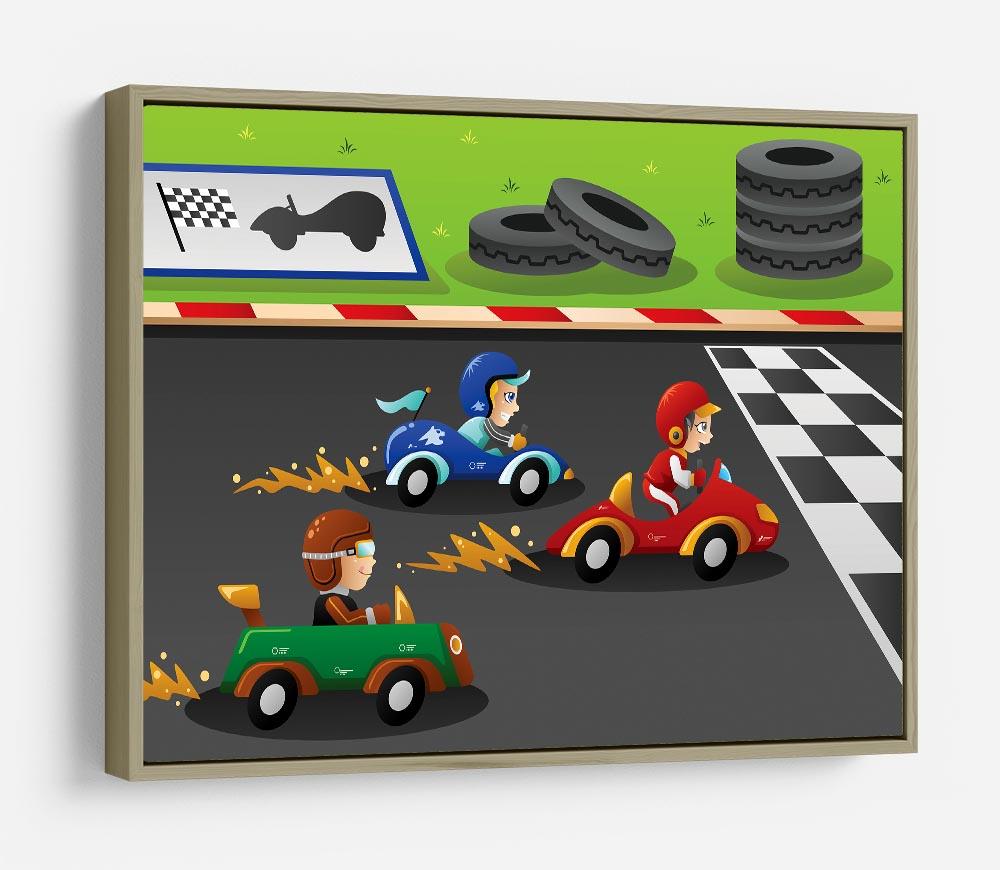Kids in a car racing HD Metal Print