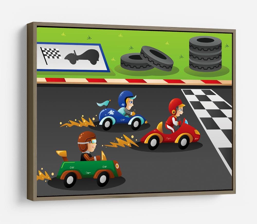 Kids in a car racing HD Metal Print