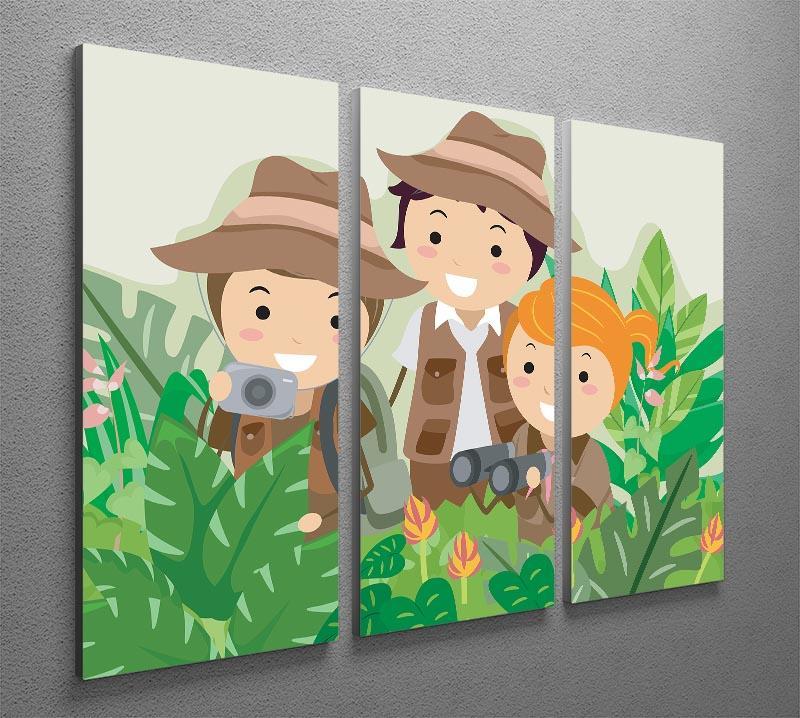 Kids on a Safari Adventure 3 Split Panel Canvas Print - Canvas Art Rocks - 2