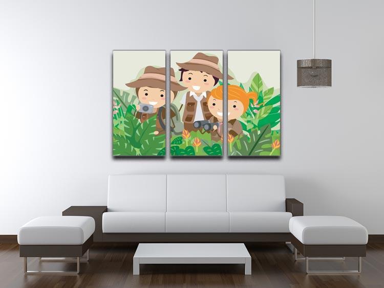 Kids on a Safari Adventure 3 Split Panel Canvas Print - Canvas Art Rocks - 3