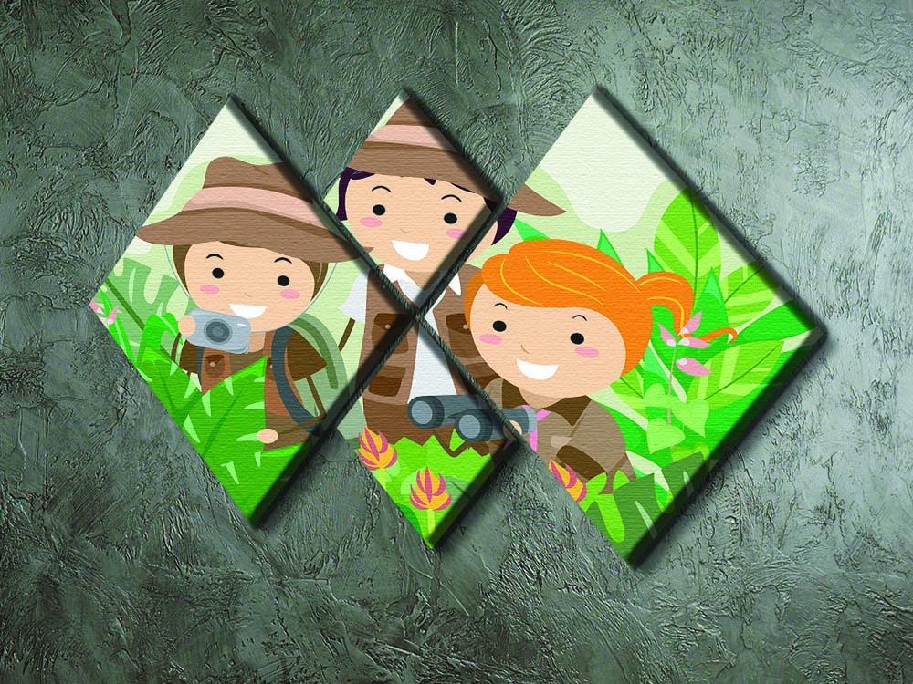 Kids on a Safari Adventure 4 Square Multi Panel Canvas - Canvas Art Rocks - 2