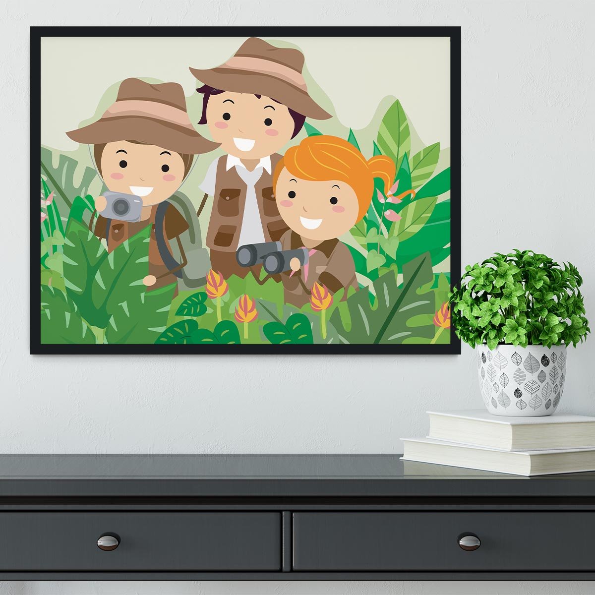Kids on a Safari Adventure Framed Print - Canvas Art Rocks - 2