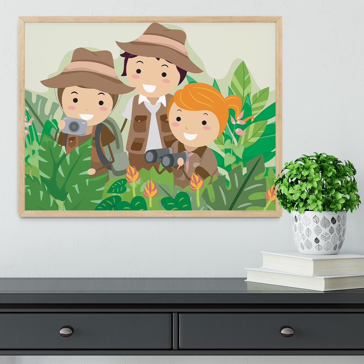 Kids on a Safari Adventure Framed Print - Canvas Art Rocks - 4