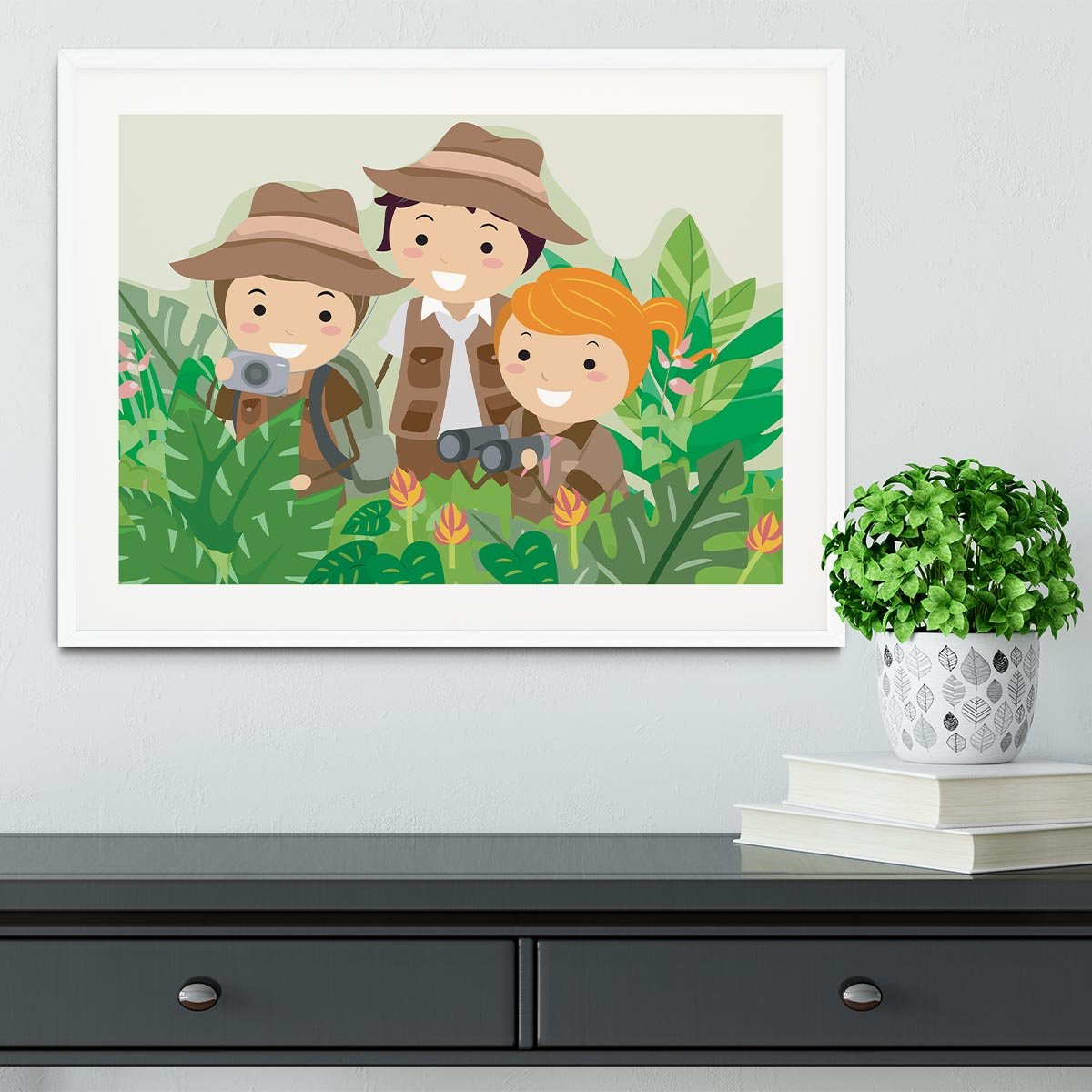 Kids on a Safari Adventure Framed Print - Canvas Art Rocks - 5