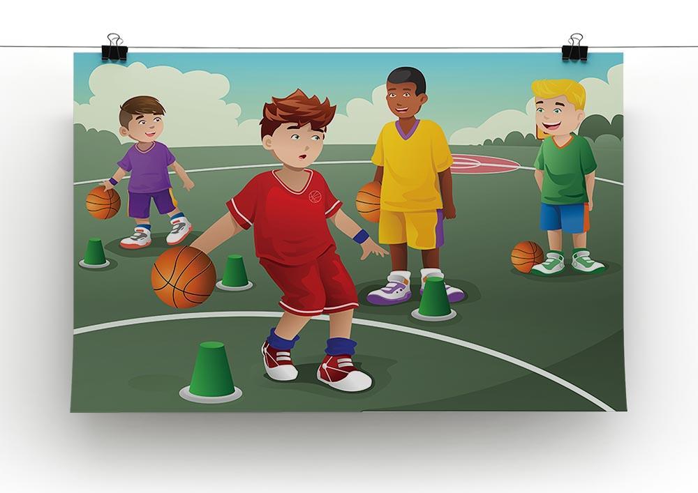Kids practicing basketball Canvas Print or Poster - Canvas Art Rocks - 2