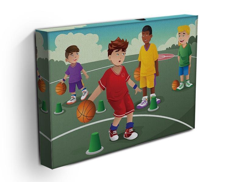 Kids practicing basketball Canvas Print or Poster - Canvas Art Rocks - 3