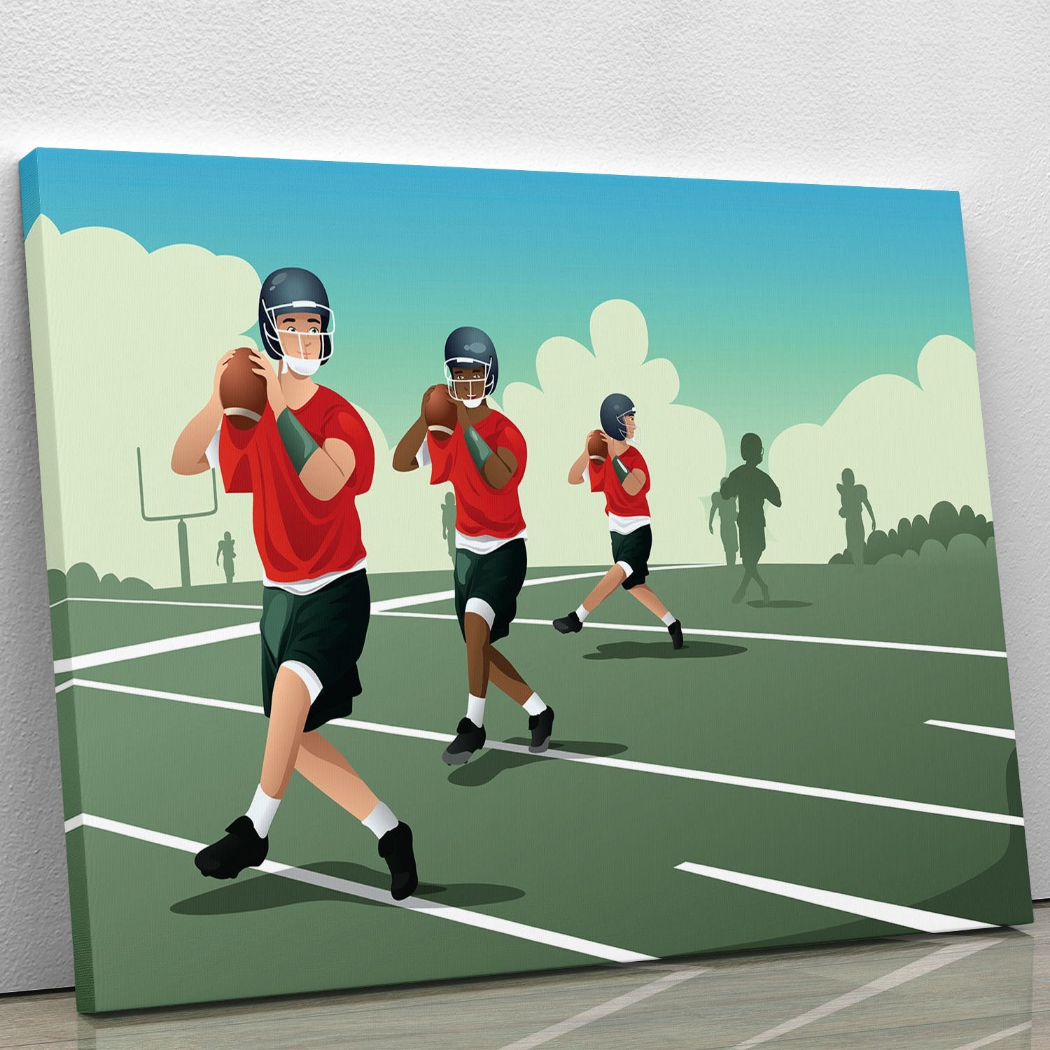 Kids practicing football Canvas Print or Poster