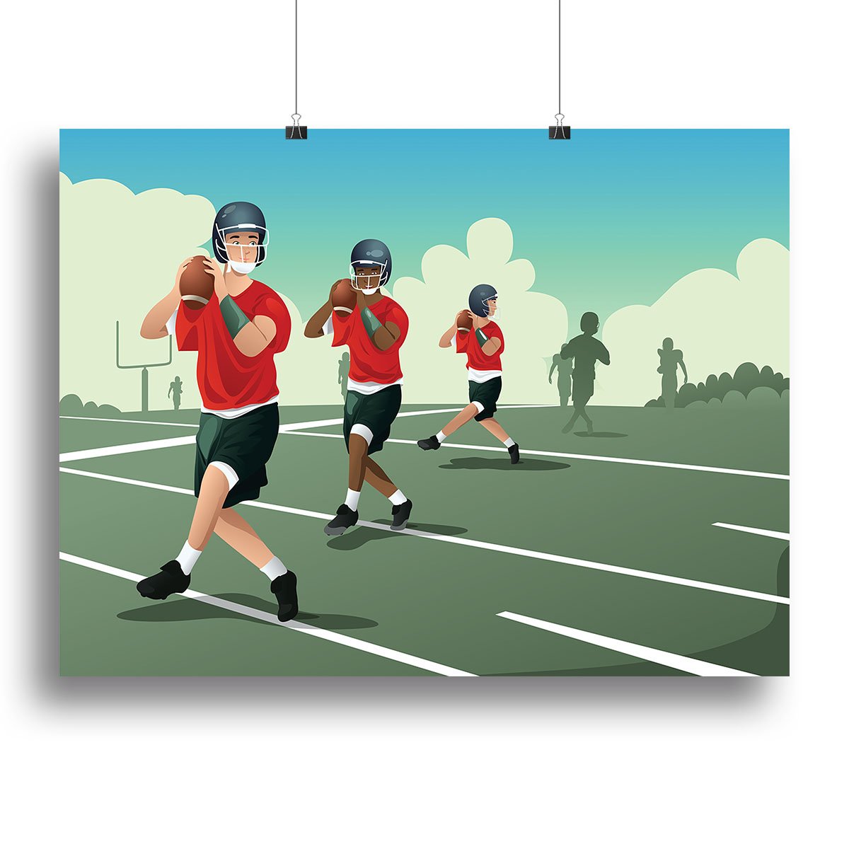 Kids practicing football Canvas Print or Poster