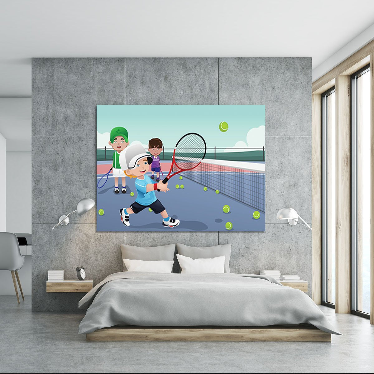 Kids practicing tennis Canvas Print or Poster