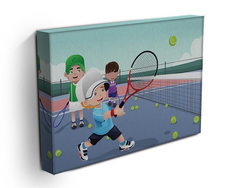 Kids practicing tennis Canvas Print or Poster - Canvas Art Rocks - 3
