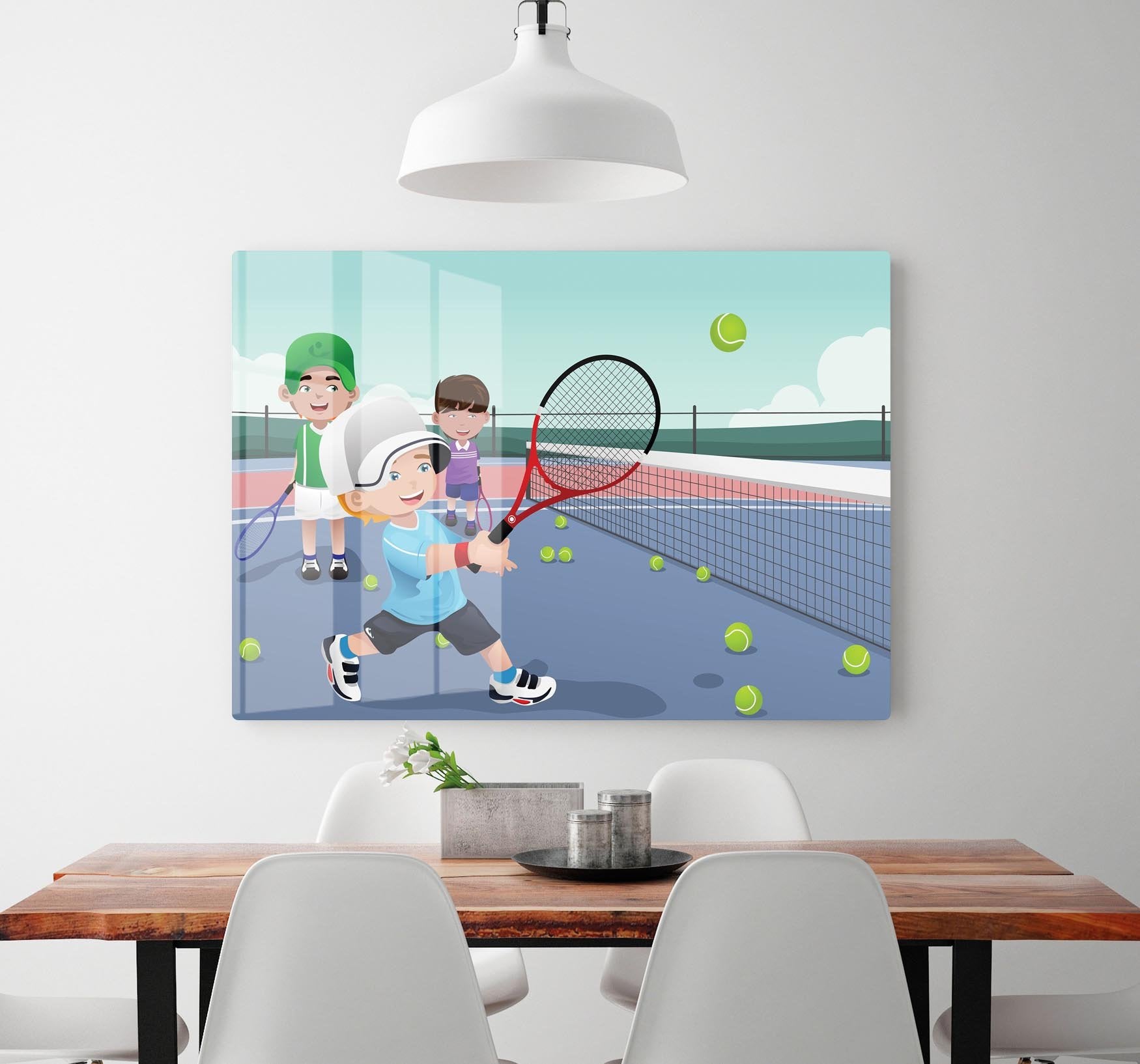 Kids practicing tennis HD Metal Print