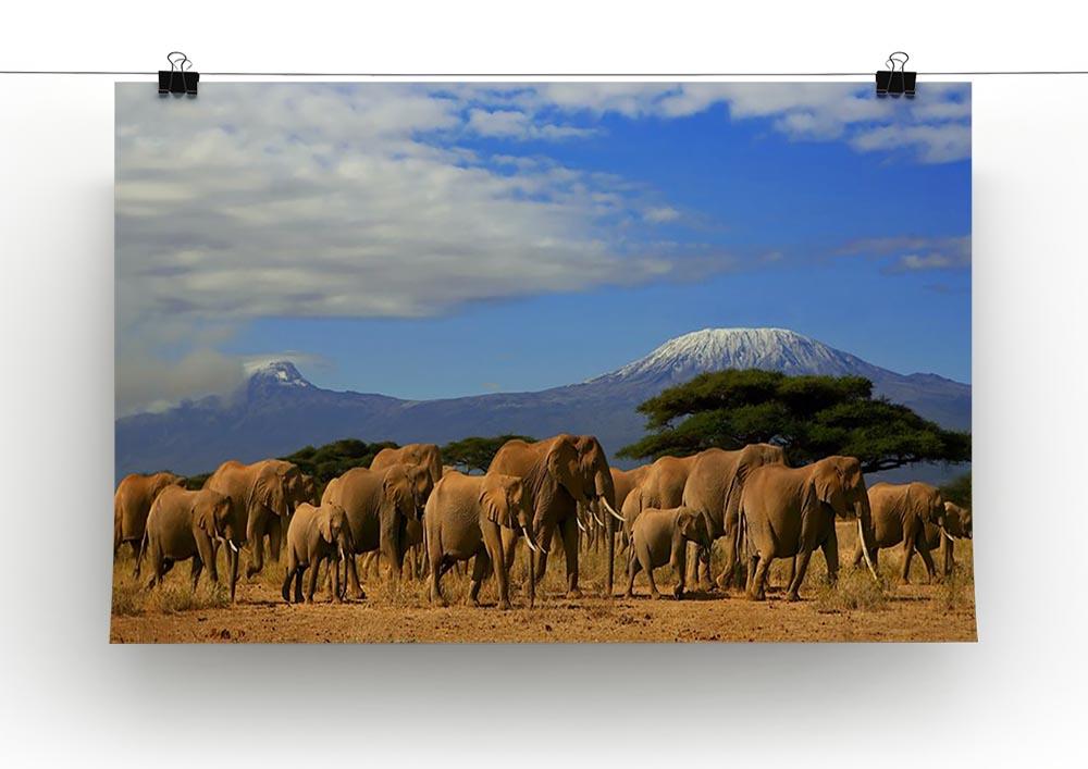 Kilimanjaro And Elephants Canvas Print or Poster - Canvas Art Rocks - 2
