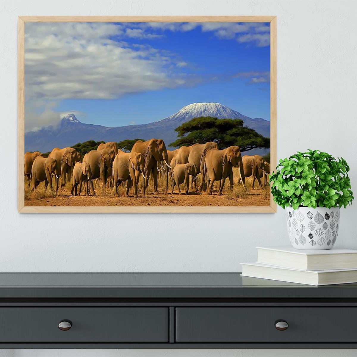 Kilimanjaro And Elephants Framed Print - Canvas Art Rocks - 4