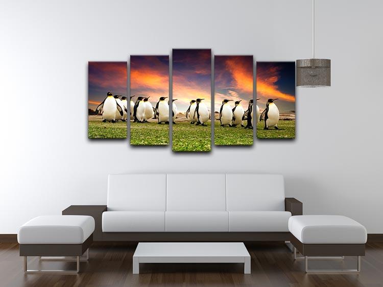 King Penguins in the Falkland Islands 5 Split Panel Canvas - Canvas Art Rocks - 3