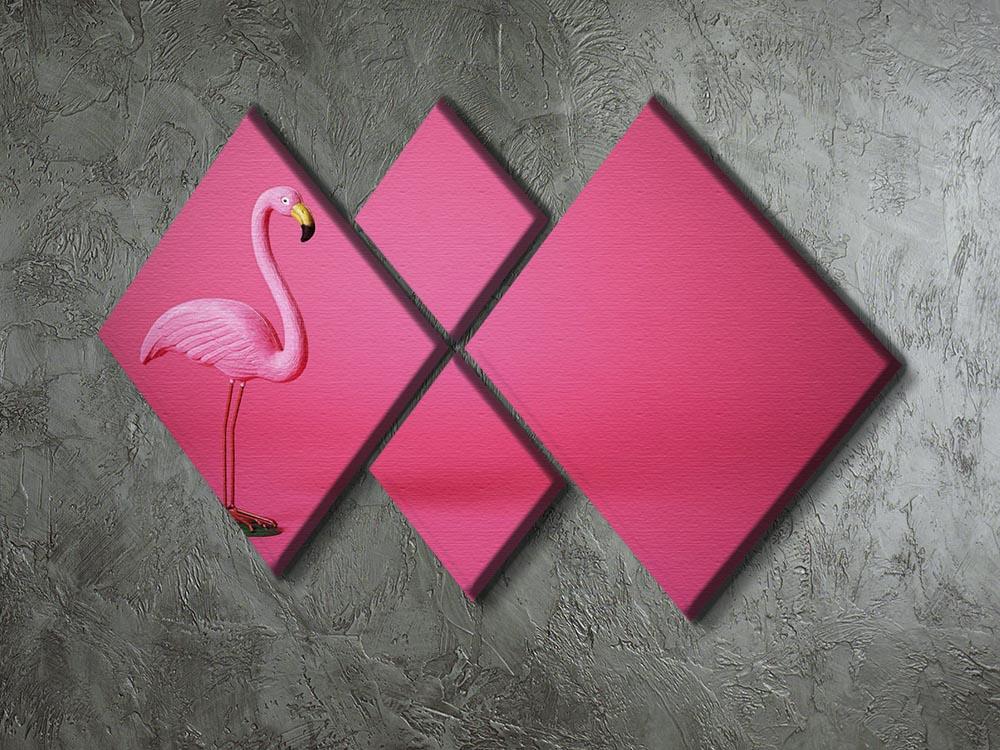 Kitsch pink flamingo in studio 4 Square Multi Panel Canvas - Canvas Art Rocks - 2